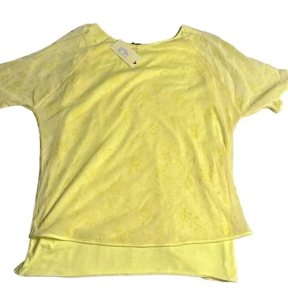 Y2K  vtg NWT top,women M, Layered sheer,overlay,floral yellow,fairy,feminine EC - Picture 15 of 16